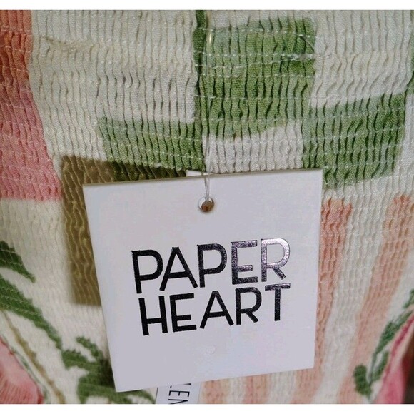 Paper Heart Blouse Size XS  Crop Floral Palm Tree 100% Rayon New - Picture 5 of 7